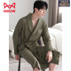 Catman MIIOW waffle bathrobe men's spring and autumn pure cotton medium-length men's nightgown 2025 new absorbent integrated bathrobe LJ96827 M [weight 100-120Jin [Jin equals 0.5 kg]]