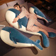 4877 Almohada larga para niñas que duermen con piernas y lateral durmiendo con cojín de cabecera en la cama Back Rackrest for Boys Syle Bed Cartoon Ocean 2.0 Serie - Ballena azul a unos 80 cm de lavable/sin red interior