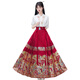 Falda de máscara de Induma Set completo Vestido chino NUEVO 2025 NUEVO HANFU MUJER CHINA MEJORA Cheongsam Falda 653 Top blanco + falda de máscara de caballo dorada tejida M