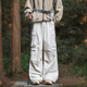 Sumpfgebiet Fallschirmjäger Ladung Hosen Herren Frühling und Sommer Dünne Falten -Wanderhosen Gerade Sport und lässige Eis Seidenhose WS701 M Weiß S