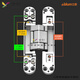 
XMSJ Invisible Door Hinge Invisible Door Hinge Hierarchy Hierarchy Hierarchy with three-dimensional adjustable cross wooden door open hidden door hinge Zinc alloy gun gold YT-9906 silent lock body 3D hidden hinge (single price)