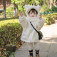 
Yuanyouling winter fur coat baby girl cute thickened jacket fashionable warm hooded mid-length fur coat milk Fufu little white bear * plus velvet thickened warm match 80 (recommended height 65CM-75CM)