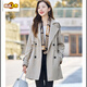 First diameter lined medium-length windbreaker jacket for women spring and autumn 2026 new Korean style loose large size coat for small people coffee color (with lining and scarf) M (105Jin Jin is equal to 0.5 kg)