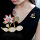WOUG pink lotus brooch for women, exquisite small fragrance design corsage, sexy suit flower brooch, pink lotus No. 1
