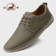 Ram leather shoes for men spring and summer breathable genuine leather men's shoes soft sole lightweight business casual shoes for men khaki 41