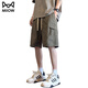 Cat artificial shorts men's summer 2025 new ice silk cool casual straight pants men's trendy versatile five-point pants DK701 green 3XL