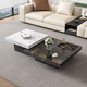 YWZR Italian minimalist rock slab coffee table light luxury modern simple living room marble small apartment square high and low combination 80*80*45 small coffee table +120*120*3524 door-to-door installation