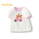 Balabala children's clothing girls short-sleeved T-shirt baby bottoming shirt top 2025 summer puff sleeves 208225117015