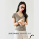 Vanciman Feste Farbe U-Neck Kurzärärmelte T-Shirt für Frauen im Sommer 2025 Neu einfaches und vielseitiges Schlankes Fit Top M9731 Grey-Green L.