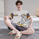 爱芬柔睡衣男士夏季纯棉短袖卡通青少年学生加肥加大宽松夏天家居服套装 7029蜡笔小新 L 体重100-120斤