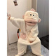 Jibanyang White Ugly Fish One-piece Pajamas Cartoon Cute Funny Coral Fleece One-piece Pajamas for Men and Women Plus Velvet Thickening White-One-piece Ugly Fish Single Pajama Pants M Recommended height 160-165cm