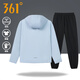 
361 degree sports suit for women 2025 autumn new hooded windbreaker woven jacket trousers running suit fitness two-piece set frost mist blue + super black [two-piece set] M/165