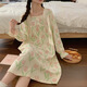 
LangSha nightgown (LangSha) nightgown for women in spring and autumn summer new pullover long-sleeved pajamas cute cartoon mid-length style for outdoor wear Q16863 M