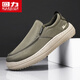 Chaussures masculines de Huili 2025 Nouvelles chaussures en toile respirante d'été pour les chaussures de pédale d'un pied pour hommes légers confortables chaussures de tissu décontractées et polyvalentes vert 42