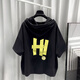 Yushida Hong Kong-Stil mit Kapuze mit Kurzärärmelanzug Herren Sommer Trendy Printed T-Shirt Handsome Ganze passende weiße T5019+Grey K9215 S Geeignet (85-105jin [Jin gleich 0,5 kg]))
