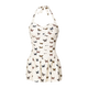 Bo Na Ling Swimsuit Pure Desire Ins Style Retro Girl Conservative Body Covering and Slimming Halter One-piece Skirt Swimsuit Hot Spring Swimsuit Butterfly Print Swimsuit One Size 70-120 Jin Jin is equal to 0.5 kg