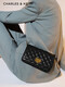 
CHARLES/KEITH Classic Diamond Chain Shoulder Bag Small Square Bag Women's Bag Birthday Gift CK2-70160112-4 S Black Black