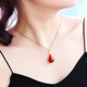Blood amber pendant 2025 new beeswax burgundy drop-shaped clavicle chain women's silver necklace necklace chicken fat yellow beeswax drop + clavicle chain