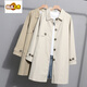 Mid-length and medium-length small windbreaker for women in spring and autumn, new Korean version, loose and versatile, temperamental khaki coat, trendy navy XS (100-115Jin Jin is equal to 0.5kg)
