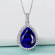 Hunter sapphire pendant 925 sterling silver plated with 18K gold inlaid with tanzanite color baby stone drop-shaped precious gemstone necklace pendant + chain