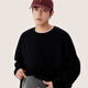 MINISO velvet sweatshirt men's winter new loose trendy casual round neck pullover solid color jacket black L