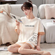 
Cat man summer women's pure cotton cute short sleeve shorts pajamas can be worn outside home clothes GXT6630 L (recommended 95-115 Jin [Jin equals 0.5 kg])