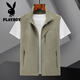 
Playboy 2025 men's thin casual vest spring and autumn breathable horse clip jacket men's quick-drying vest summer knee dark blue XL height (170-175) weight 125-140Jin [Jin equals 0.5 kg]