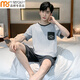 Modal Summer Herren-Pyjama-Herren-Kurzärmel-Shorts für Jugendliche Sommer dünn lässiger und können außerhalb von Heimkleidung HD9928 XL 120-140jin tragen [Jin gleich 0,5 kg]