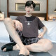2025 Nuevo pijama de algodón de verano para hombres con algodón delgado de algodón corto traje para adolescentes ropa casual casual se puede usar fuera de HDE9929 XL XXL