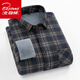 Arctic velvet spring and autumn style plus velvet thickened plaid grinding warm shirt men's long sleeve loose soft base shirt dad's exterior light gray plaid 9901 long.sleeved shirt plus velvet L