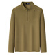 Shanshan [7A Antibakteriell] Langarmed T-Shirt Herren Spring- und Herbst Waffel Elastic Semi Reißverschluss Atmungsfreie hautfreundliche Business Casual Top Olive Green L 175/92A