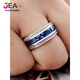 Jea.Pie boutique 2025 new tanzanite ring, sapphire men's single row of diamonds, 925 silver platinum-plated diamonds, customized full circle wide version, default blue - 10~15 days