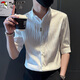 Holzspecker (Tucano) Hemd Herren Frühling und Sommer dünne Fünfviertelhülle Casual Shirt Herren koreanischer Stil Trendige Jacke Herrenkleidung weiß XL