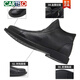 CARTELO Winter Men's Shoes Leather Shoes Chelsea Boots Men's High Top Casual Shoes Winter Plus Fleece Warm Boots Leather Martin Boots Cotton Shoes Black 42