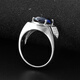 Pu Lian square tanzanite sapphire ring men's 925 sterling silver gold-plated inlaid colored gemstone ring trendy personality No. 14-54mm