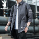 Playboy (Playboy) Shirt Herren Sommerhemd Herrenjacke Casual Viertel Ärmel Herren Kurzarm Lose Shirt Grau XL