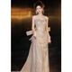 Wenmi Company Annual Meeting Dress Women's Tubeless Evening Dress 2024 New Gold Sequin Host Design Niche Fishtail Dress Dress S