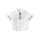 DAVE&BELLA boys' short-sleeved shirt summer new style children's white shirt pure cotton children's clothes fashionable baby boy top white ready stock 140 cm (recommended height 130-140cm)