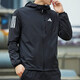 Adidas jacket men's 2025 summer new sportswear running fitness training woven hooded jacket casual top IN1483 black M