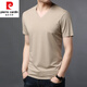 Pierre Cardin Sommer Neue Herren kurzärmelige T-Shirt Modal MODAL FOLOR COLOR V-CHECK ICE SEIM Dünne mittlere und junge lässige Baumwollt-Shirt Top 9902 Grau M 170