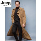 JEEP SPIRIT2025春秋款男款风衣超长款时尚薄款无里布外套过膝风衣男士风衣 卡其色 (无里布) M (140-160斤)
