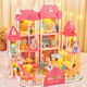 Yunya Kinderspielzeug Mädchen spielen Haus Haus Set Princess Castle Doll Haus Puppe Haus kleines Mädchen Geburtstag Geschenk Super großes dreistöckige Villa-4-Babys + LED Lights