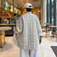 Amerikanisches langärmeliges Hemd für Jungen Frühling und Sommer Lose Revers Plaid-Hemd Retro Trendy Casual Vielseitige Jacke für Männer Cryz687 Red L