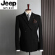 JEEP SPIRIT suit men's double-breasted business casual suit three-piece groom's wedding dress navy blue (suit + vest + pants) 46 S