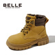 Belle Kinderschuhe Mädchen britische Stil Martin Boots 2024 Herbst neue Jungen Boots Baby Mode Lederstiefel Kies Kamel 27