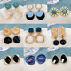 
Buckle Blue Earrings Literary Fresh Haze Blue Flowers Geometric Versatile Earrings Earrings Sweet Jewelry Women 2# 14082C