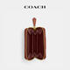 COACH official flagship women's classic logo basic small wraparound zipper card holder portable B4/brown caramel color