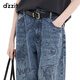 Dzzit Disu [Pop Mart Joint Series] Jeans 2025 Frühling Neues Illustrationshose 3J1R6196T Dunkelblau XS