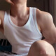 New American thick thread elastic sweat-absorbing vest in summer fitness running sports casual slim fit solid color men's trend black XL (105-120Jin[Jin equals 0.5 kg])