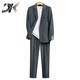 DK brand suit men's loose casual pocket triangle design small suit jacket men's light mature suit complete set gray green suit + trousers S size